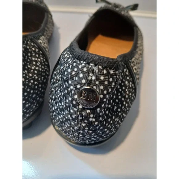 Bernie Mev Womens Black White Dot Bow Flat Loafer Shoes - Picture 7 of 7